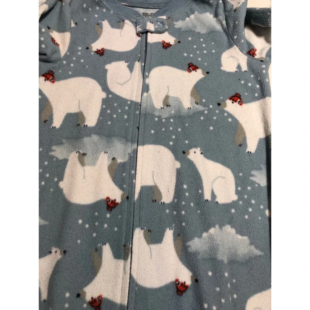 5/$25 Carter's Footed Pajamas Kids 3T Blue Polar Bear Fleece Sleeper